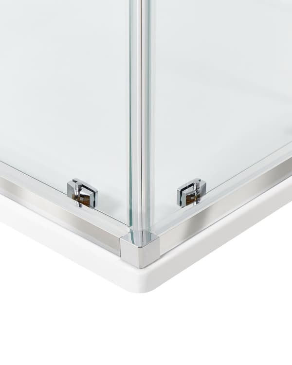 Brusehjørne Sølv Hærdet glas Aluminiumsramme Enkeltdør 80x80x185cm Moderne design