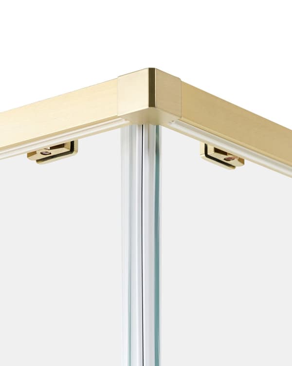 Brusehjørne Guld Hærdet glas Aluminiumsramme Enkeltdør 90x90x185cm Moderne design