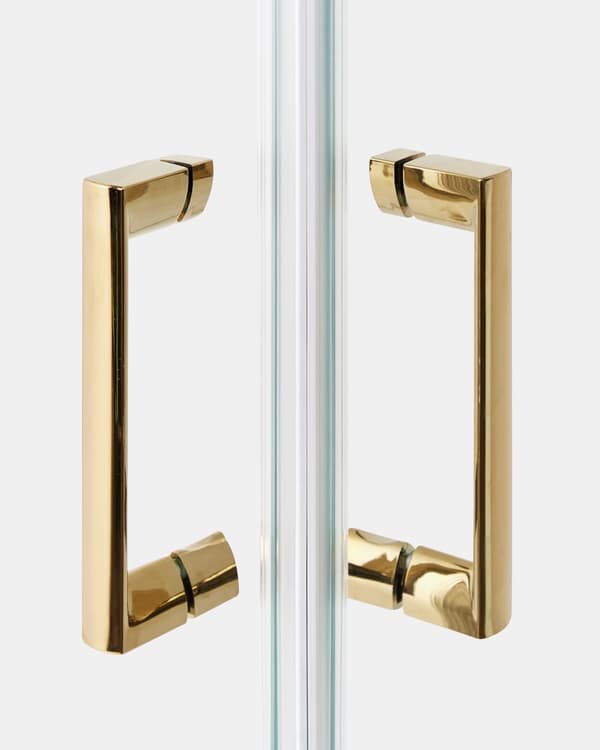 Brusehjørne Guld Hærdet glas Aluminiumsramme Enkeltdør 90x90x185cm Moderne design