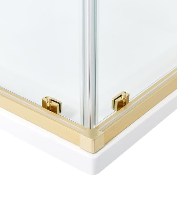 Brusehjørne Guld Hærdet glas Aluminiumsramme Enkeltdør 90x90x185cm Moderne design