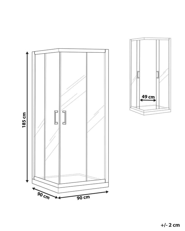 Brusehjørne Sort Hærdet glas Aluminiumsramme Enkeltdør 90x90x185cm Moderne design