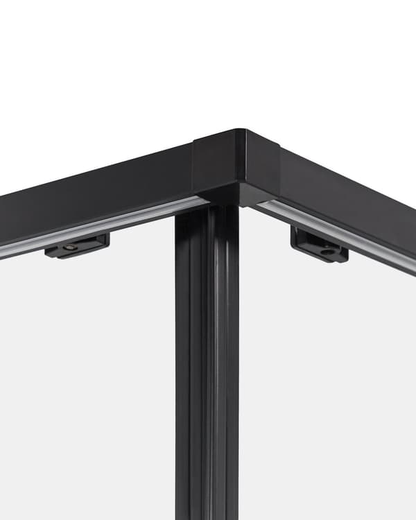 Brusehjørne Sort Hærdet glas Aluminiumsramme Enkeltdør 90x90x185cm Moderne design