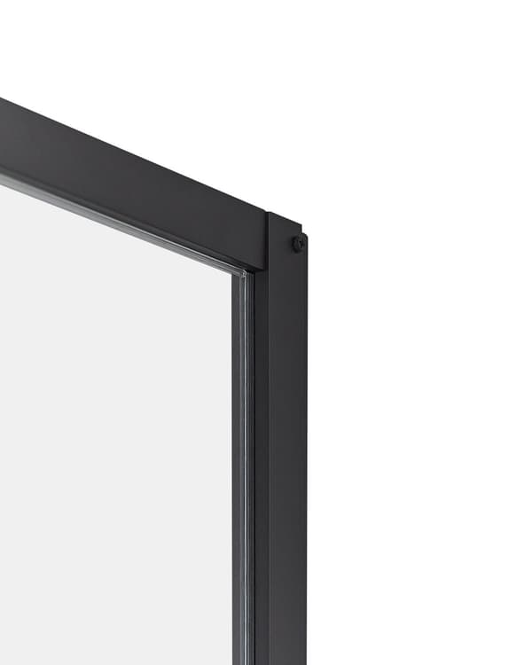 Brusehjørne Sort Hærdet glas Aluminiumsramme Enkeltdør 90x90x185cm Moderne design