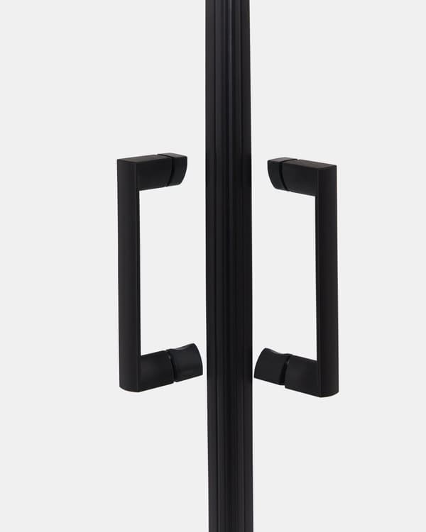 Brusehjørne Sort Hærdet glas Aluminiumsramme Enkeltdør 90x90x185cm Moderne design