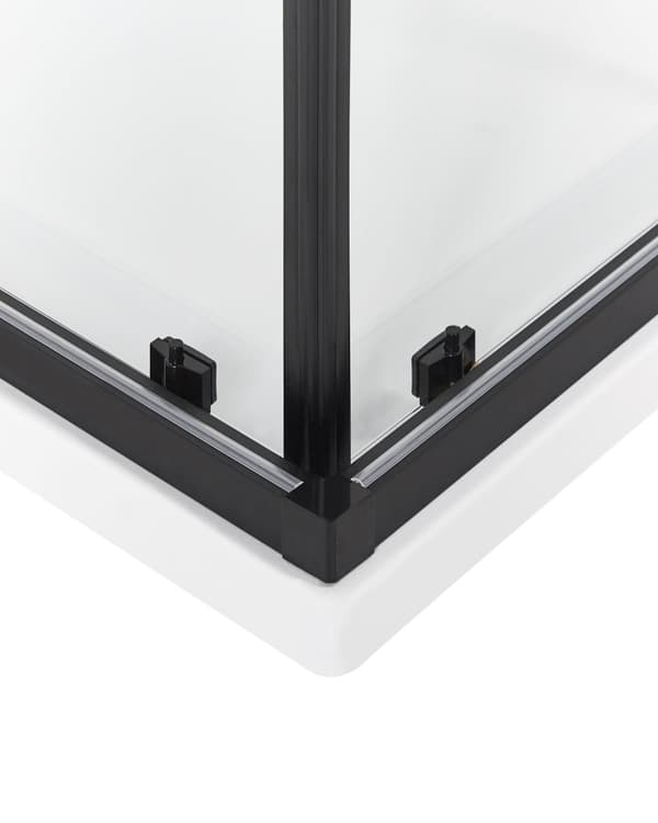 Brusehjørne Sort Hærdet glas Aluminiumsramme Enkeltdør 90x90x185cm Moderne design