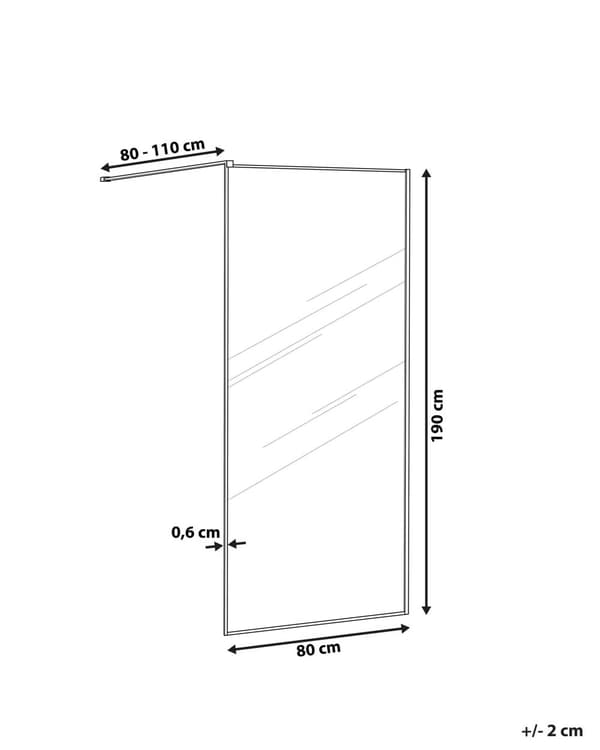 Bruseafskærmning Sort aluminium og stål med hærdet glas 80 x 190 cm Ramme gennemsigtig Vådrum Badeværelse brusevæg vendbar