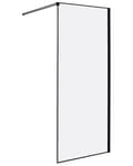 Miniatyrbillede 1 af 7: Bruseafskærmning Sort aluminium og stål med hærdet glas 80 x 190 cm Ramme gennemsigtig Vådrum Badeværelse brusevæg vendbar