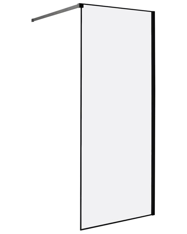 Bruseafskærmning Sort aluminium og stål med hærdet glas 80 x 190 cm Ramme gennemsigtig Vådrum Badeværelse brusevæg vendbar