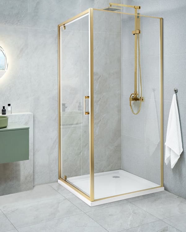 Brusekabine Glas Hærdet Glas 80 x 80 x 185 cm Firkantet Brusehjørne med Svingdør Lille Bruseniche til Badeværelse Lukket Kabine
