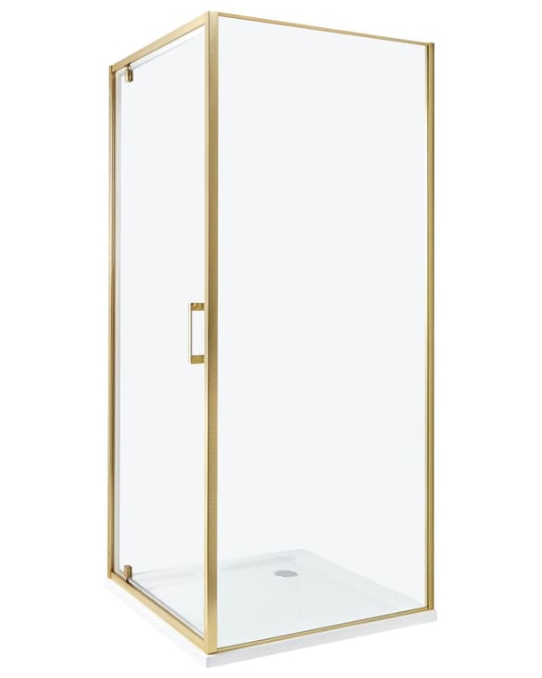 Brusekabine Glas Hærdet Glas 80 x 80 x 185 cm Firkantet Brusehjørne med Svingdør Lille Bruseniche til Badeværelse Lukket Kabine