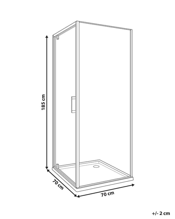 Brusekabine Glas Hærdet Glas 70 x 70 x 185 cm Firkantet Brusehjørne med Svingdør Lille Bruseniche til Badeværelse Lukket Kabine
