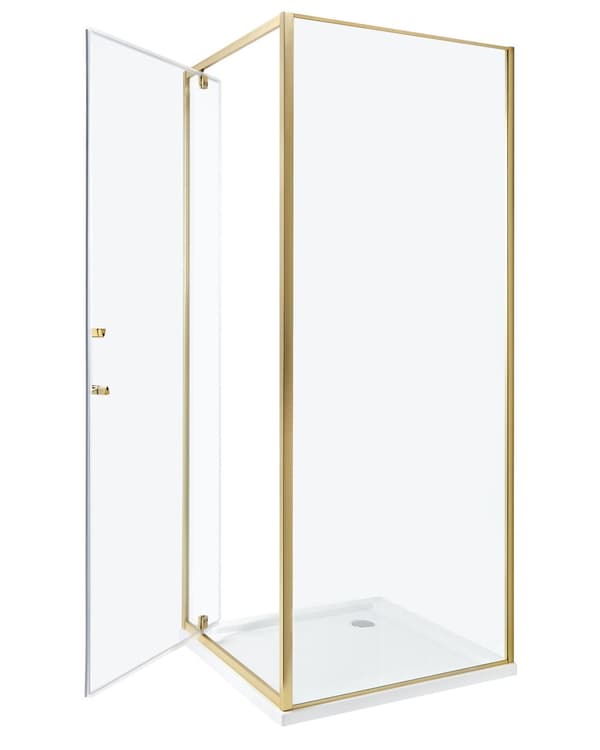 Brusekabine Glas Hærdet Glas 70 x 70 x 185 cm Firkantet Brusehjørne med Svingdør Lille Bruseniche til Badeværelse Lukket Kabine