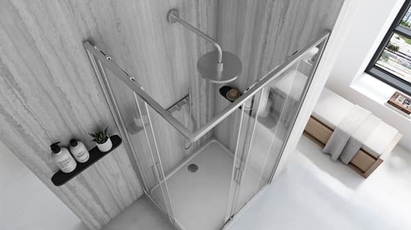 BRUSEAFSKÆRMNING REA CITY 80X100 BRUSH NICKEL + BRUSEBAKKE SAVOY WHITE