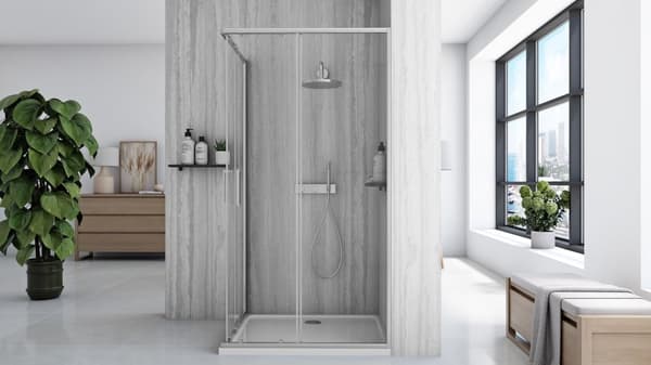 BRUSEAFSKÆRMNING REA CITY 80X100 BRUSH NICKEL + BRUSEBAKKE SAVOY BLACK