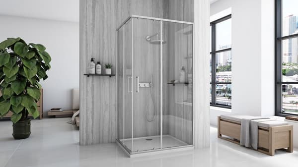 BRUSEAFSKÆRMNING REA CITY 80X100 BRUSH NICKEL + BRUSEBAKKE SAVOY BLACK