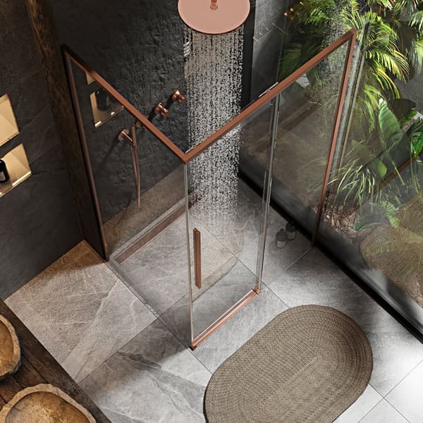 BRUSEAFSKÆRMNING REA SOLAR 90X90 BRUSH COPPER + BRUSEBAKKE SAVOY WHITE