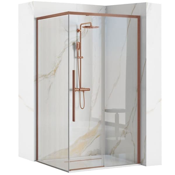 BRUSEAFSKÆRMNING REA SOLAR 90X90 BRUSH COPPER + BRUSEBAKKE SAVOY WHITE