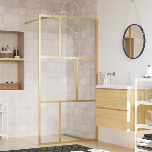Duschvägg med klart ESG-glas guld 115x195 cm