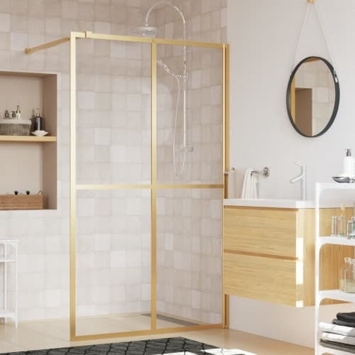 Duschvägg med klart ESG-glas guld 140x195 cm