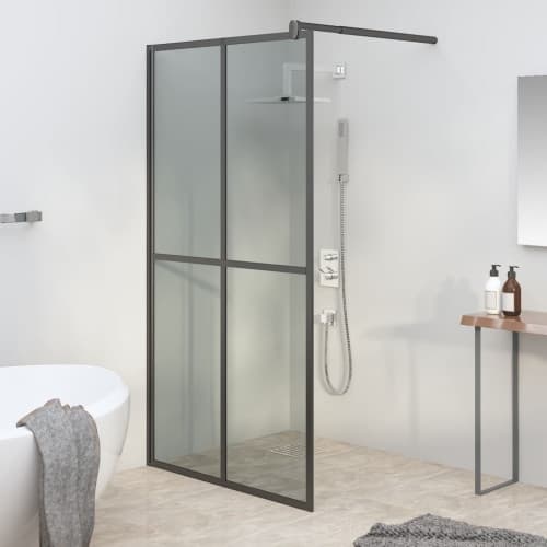 Duschvägg 100x195cm mörkt härdat glas