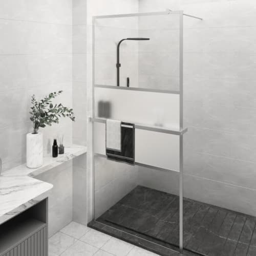 Duschvägg med hylla krom 100x195 cm ESG-glas&aluminium