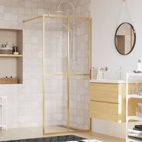 Duschvägg med klart ESG-glas guld 90x195 cm