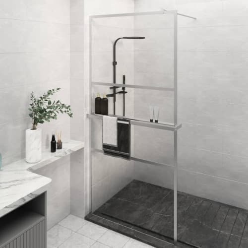 Duschvägg med hylla krom 80x195 cm ESG-glas&aluminium