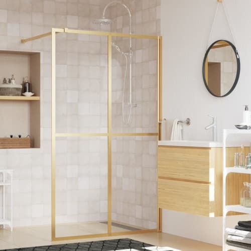Duschvägg med klart ESG-glas guld 118x195 cm