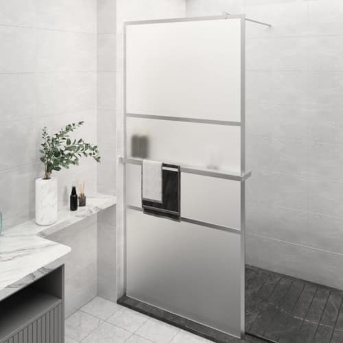 Duschvägg med hylla krom 100x195 cm ESG-glas&aluminium