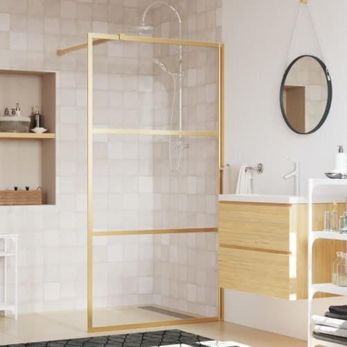 Duschvägg med klart ESG-glas guld 100x195 cm