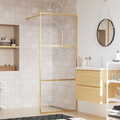 Duschvägg med klart ESG-glas guld 90x195 cm
