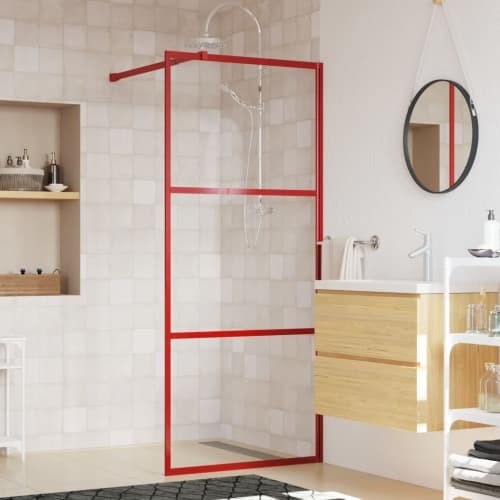 Duschvägg med klart ESG-glas röd 80x195 cm