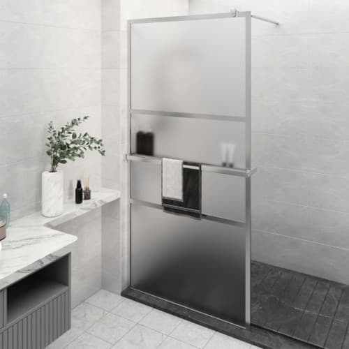 Duschvägg med hylla krom 115x195 cm ESG-glas&aluminium