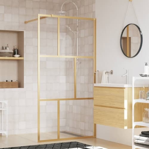 Duschvägg med klart ESG-glas guld 100x195 cm
