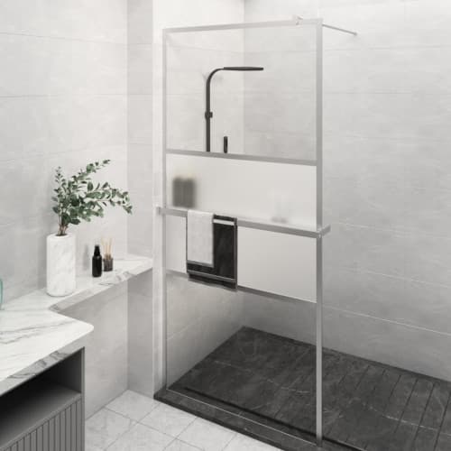 Duschvägg med hylla krom 90x195 cm ESG-glas&aluminium