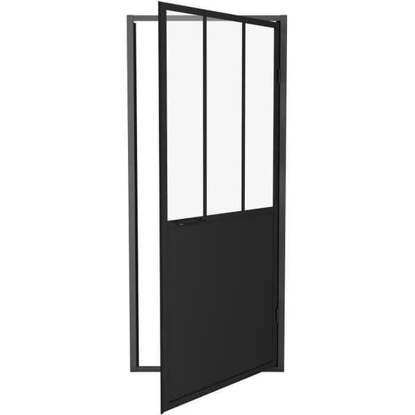 Pivot duschdörr 90x200 - Industriell stil - Transparent glas - Mattsvart - Aluminium - Vändbar