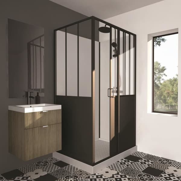 DUSCHKABIN 90X120X220 INDUSTRIELL STIL SVART