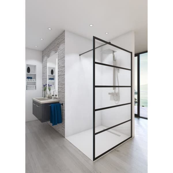Duschvägg i kit BALEARES ATELIER N°2 - Saint-Gobain - Timeless glas 8 mm härdat - B.100 cm x H.198 cm