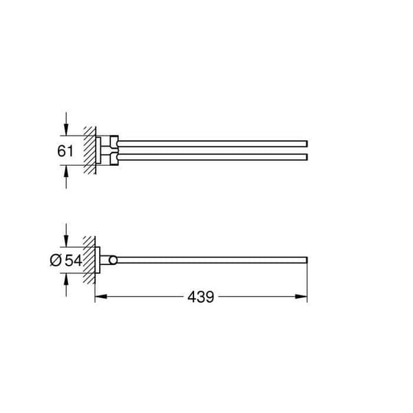 Handduksställ - GROHE - Essentials - Krom - Metall - 2 vridbara armar 449 mm