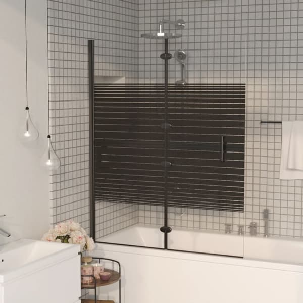 Duschvägg fällbar ESG 120x140 cm svart