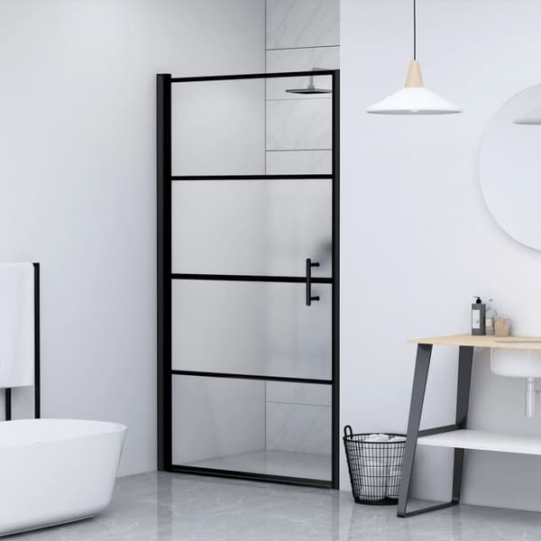 Duschdörr 91x195 cm halvfrostat härdat glas svart