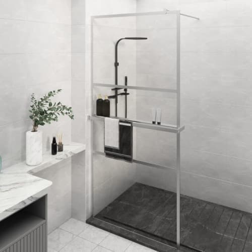 Duschvägg med hylla krom 100x195 cm ESG-glas&aluminium