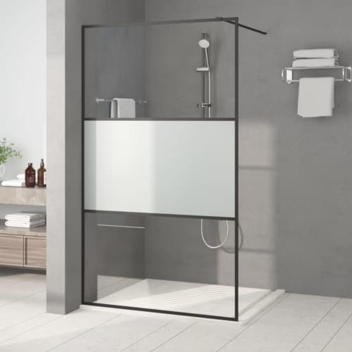 Duschvägg svart 115x195 cm halvfrostat ESG-glas