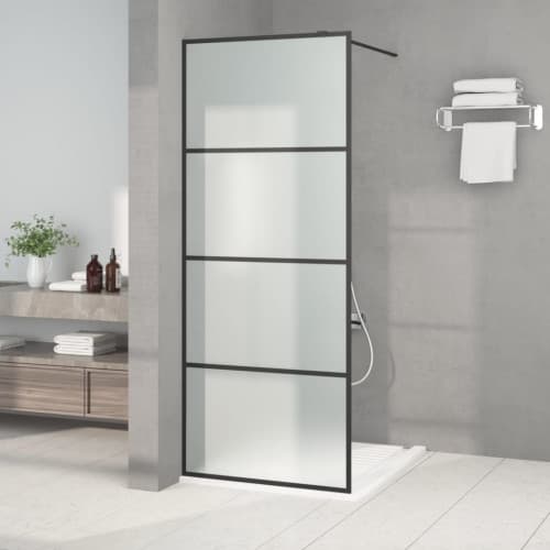 Duschvägg svart 80x195 cm frostat ESG-glas