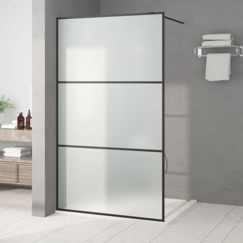 Duschvägg svart 115x195 cm halvfrostat ESG-glas