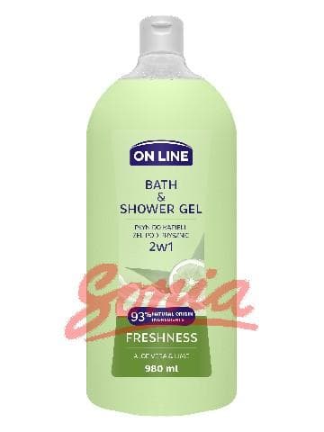 On Line gel and bubble bath 980ml 2in1 Freshness