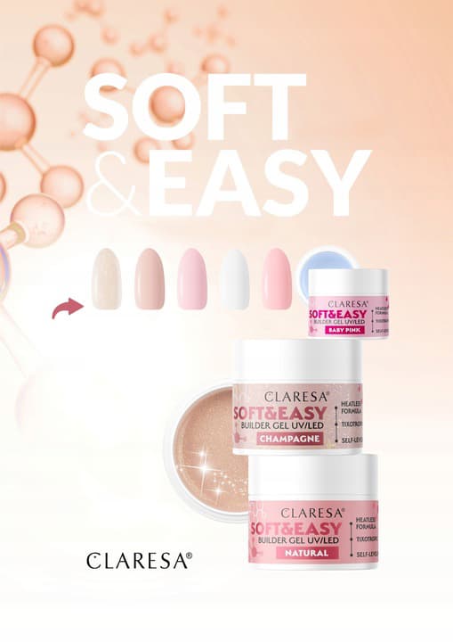 CLARESA Gelknopp SOFT&EASY BUILDER GEL 45 g CHAMPAGNE