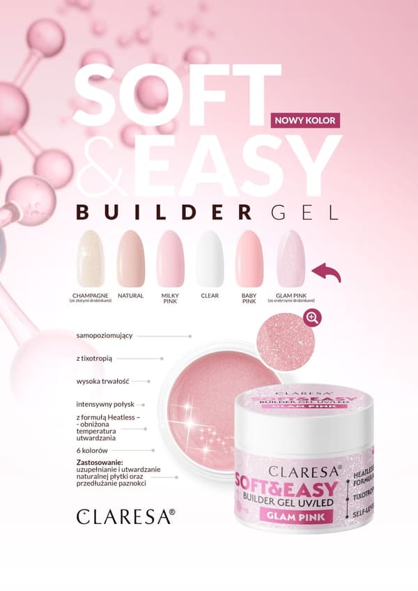 CLARESA Gel bub.SOFT&EASY BUILDER GEL 90 g GLAM PINK