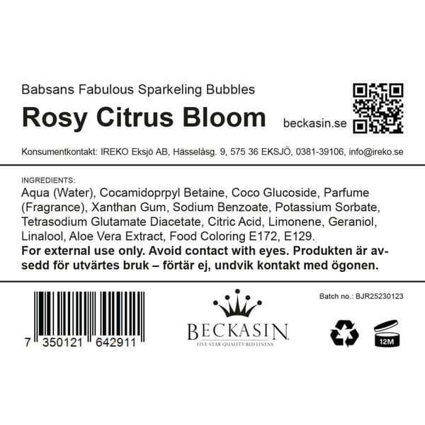 Babsans Fab Sparkeling Bubbles Hand & Body Wash Cosmos Rose