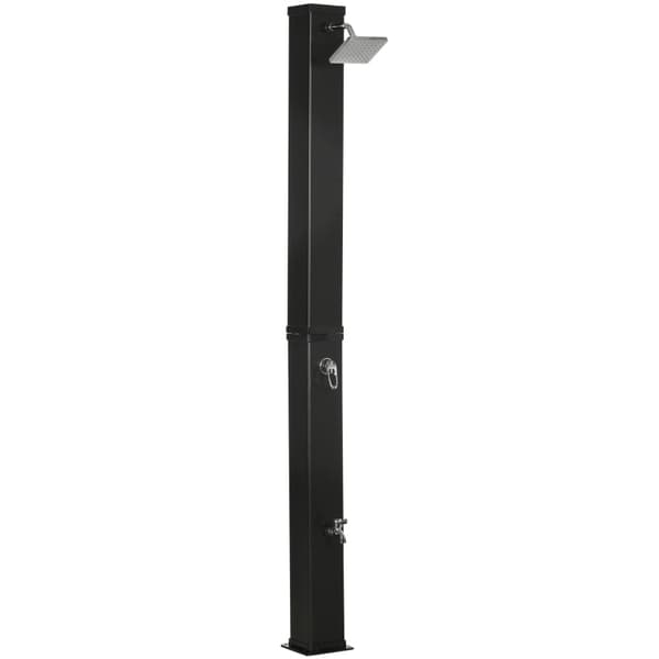 Rootz Solar Shower - 360° roterende brusehoved - Fodbruser - Vandopvarmning op til 60°c - Sort - 19 x 20 x 217 cm